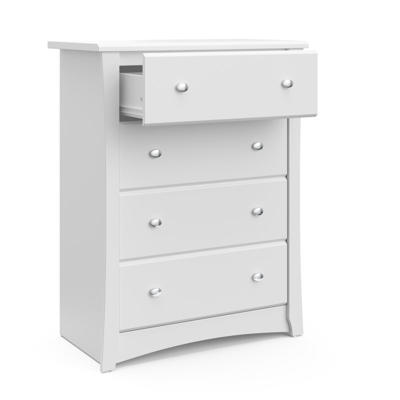 Commode à quatre tiroirs Crescent, Blanc