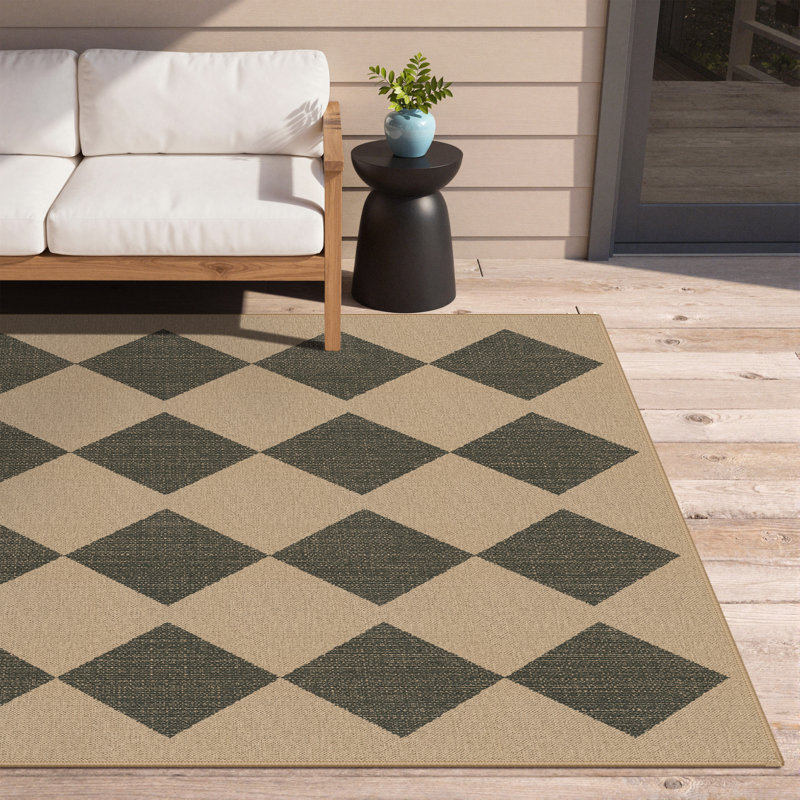 Checkered 3x5 Area Rug Machine Washable Non Slip Woven Plaid Carpet, Geometric Diamond Non Shedding Low Pile Modern Farmhouse Floor Mat for Living Room, Bedroom, Entryway