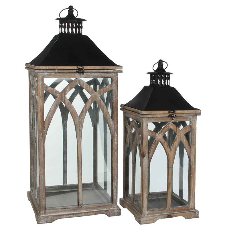 Wood Lantern, Brown