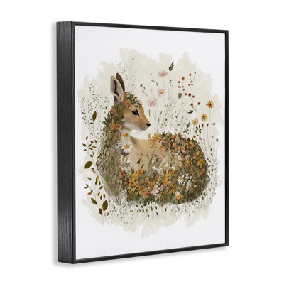 «Daisy & Wildflower Fawn», estampe numérique par Fab Funky