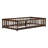Twin Size Floor Bed with Fence & Door, Solid Rubber Wood Low Bed with Safety Guardrails and Slats for Kids,Espresso