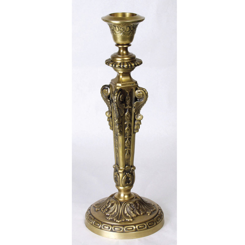 Bougeoir en laiton 15 po, Laiton antique pâle