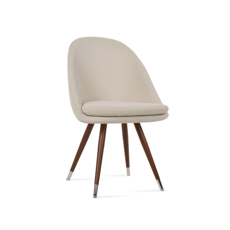 Avanos Star Ring Side Chair in Fabric, Polished Walnut, Off White