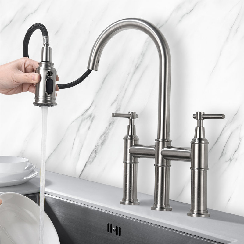 VanityIn Pull Down Kitchen Faucet, Brushed Nickel
