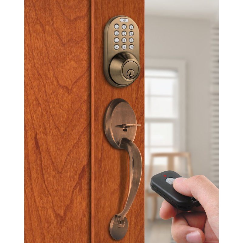 X-Series Handleset with Smart Electronic Deadbolt and Door and Rosette, Antique Brass