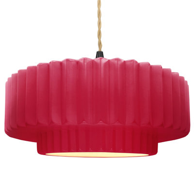 Gela 1 - Light Drum Pendant - Beige Twist Cord - Integrated LED