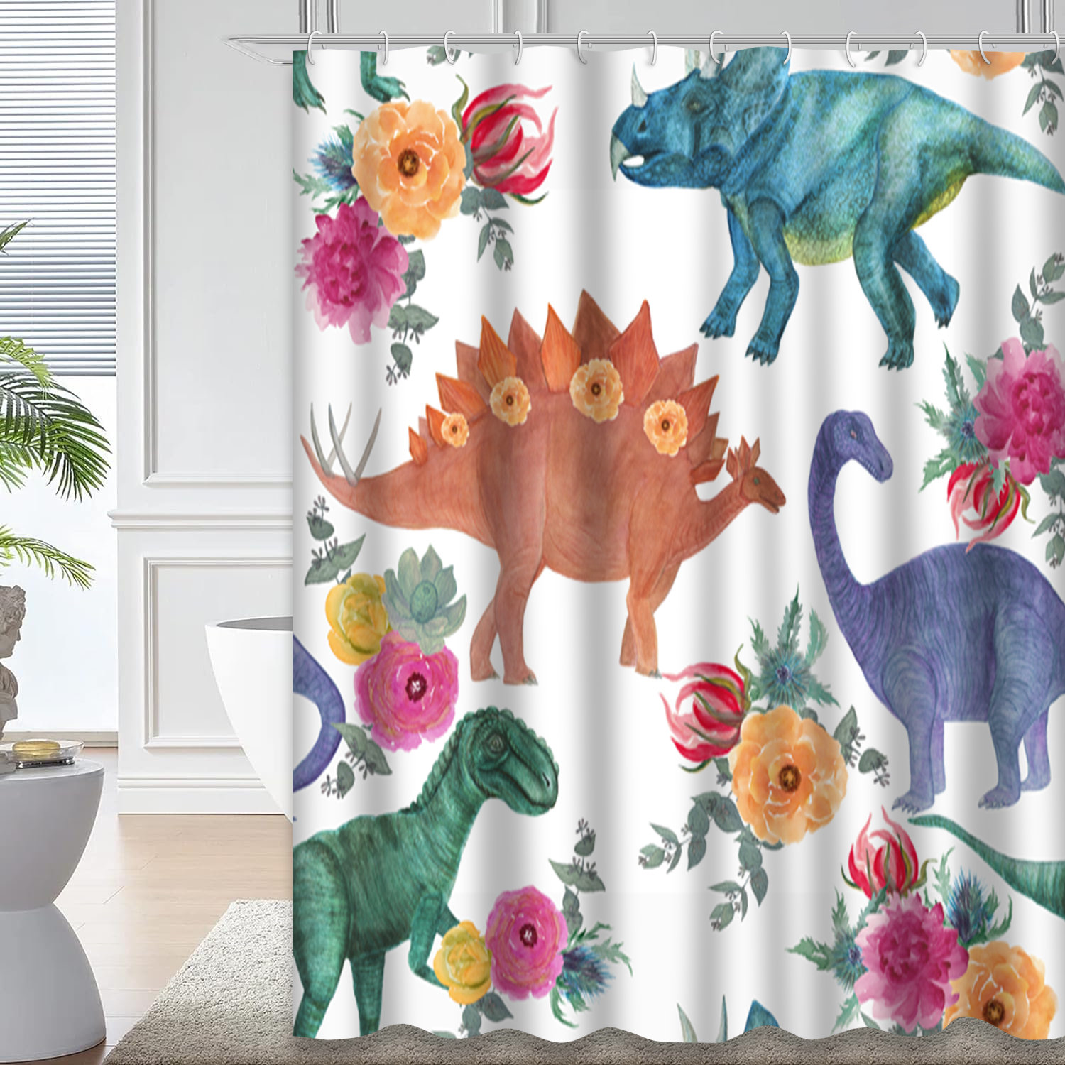 East Urban Home Elephant Art Waterproof Shower Curtain,Watercolor