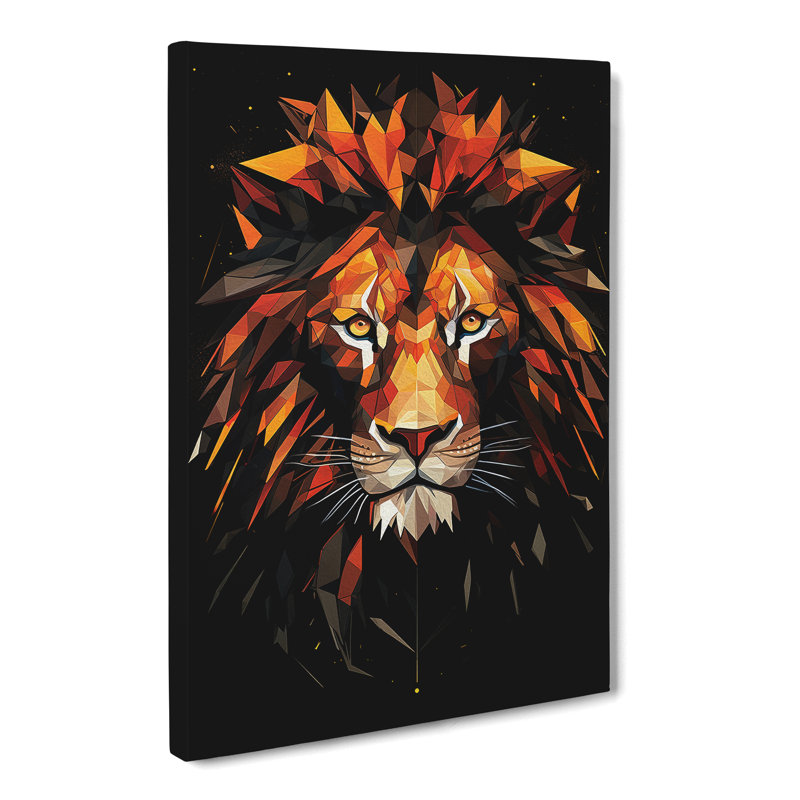 Lion Geometric - Wrapped Canvas, 76cm H x 50cm W x 3cm D