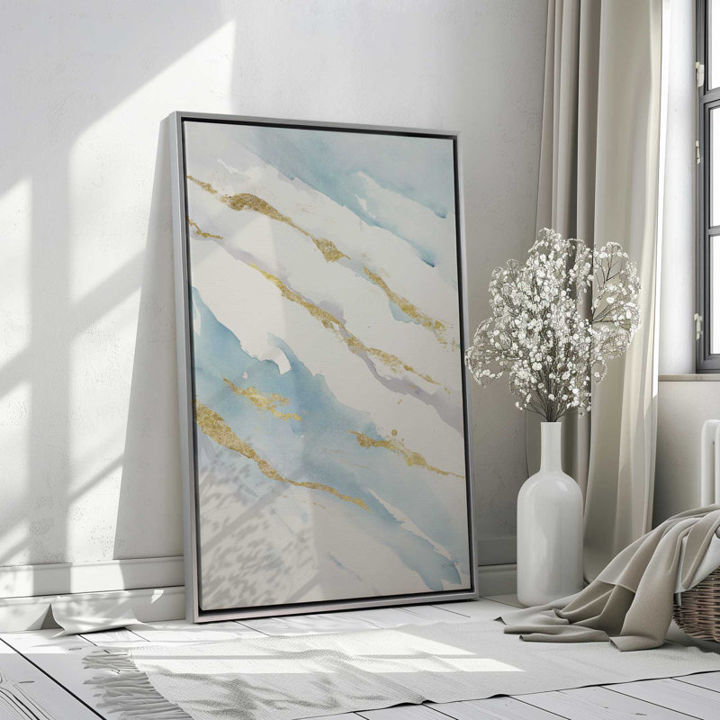«Snow Drift with Accents», reproduction sur toile dans un cadre américain, Cadre doré, H 18,75 po x l 12,75 po x P 1,75 po