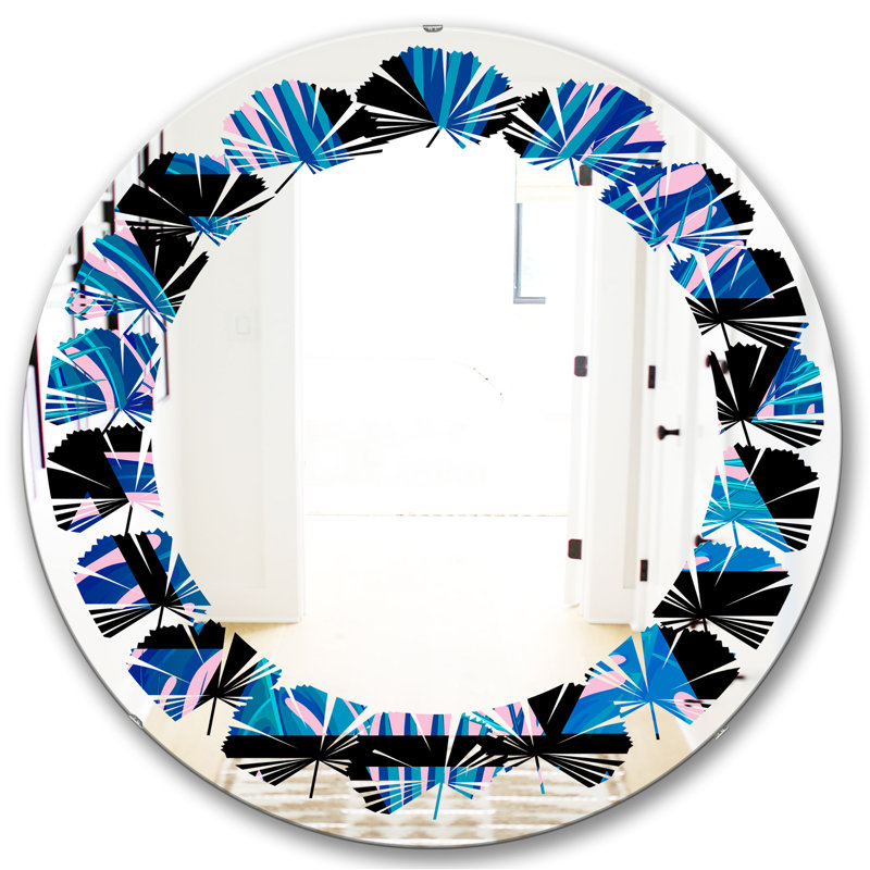 Miroir mural Coastal, H 31,5 po x l 31,5 po, Feuilles aquarelle géométrique VII