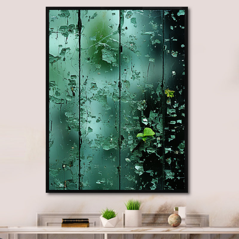 «Abstract Jungle Gardens Window View - Jungle», art mural, Cadre flottant noir, H 32 po x l 16 po x P 1 po