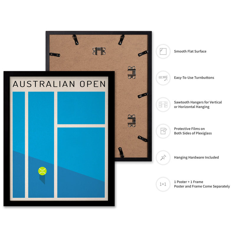 Tennis Open d'Australie, Black Framed, Poster, 08"H x 10"W