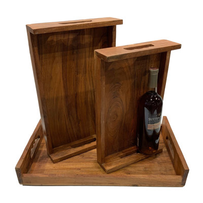 Ceriyah Solid Wood Tray - Set of 3