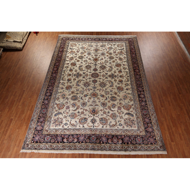 Tapis traditionnel floral à teinture végétale 11 x 16