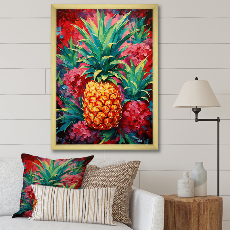 " Tropical Pineapple Oasis I ", Gold Picture Framed, 20" H x 12" W x 1" D