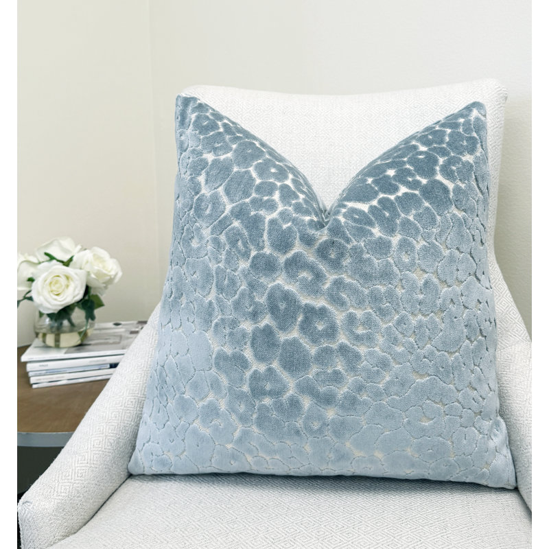 Animal Print Velvet Throw Pillow Cover, 20"H x 20"W, Blue