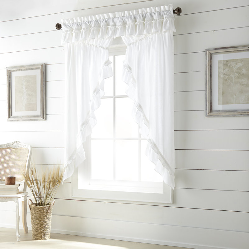 Panneaux de rideaux semi-transparents avec passe-tringle Chayne, Blanc doux, l 36 po x L 63 po