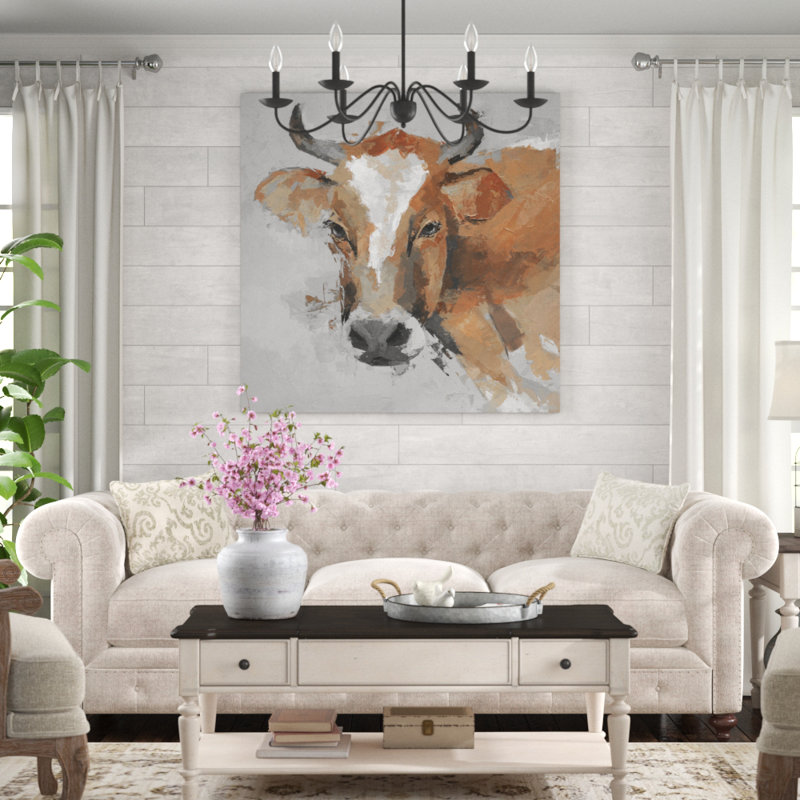 «Big Brown Cow» par Parvez Taj, reproduction d'art sur toile tendue, H 48 po x l 48 po x P 1,5 po