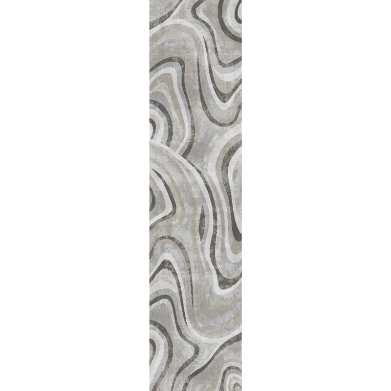 Cherrel Abstract Machine Woven Polypropylene Area Rug in Gray, Runner 2'3" x 7'7"