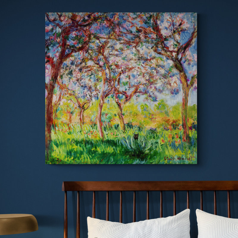 Pottersville Monet - Spring In Giverny With Black Cat by Claude Monet - Wrapped Canvas Print, 30cm H x 30cm W x 4cm D