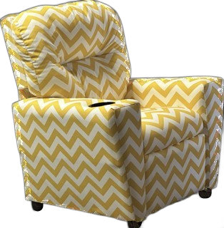 Angelyka Upholstered Recliner, White/Yellow, Chevron/Zig Zag 1