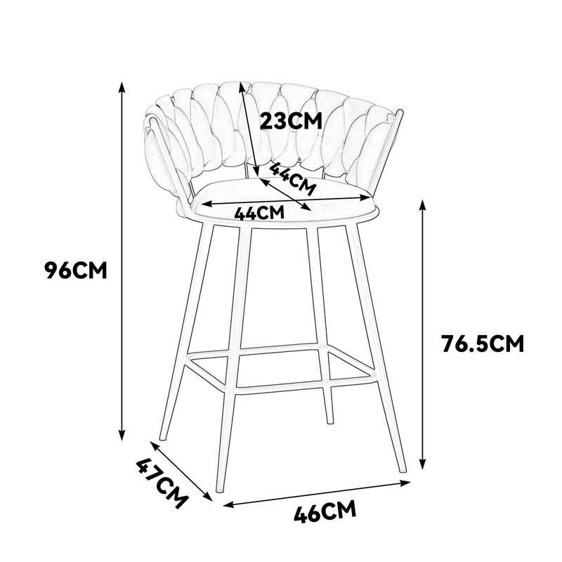 Upholstered Bar Stool, IVY, 76cm