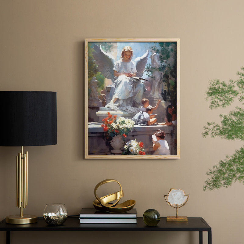 Religious Series CDLXVI, reproduction encadrée - bois massif, Naturel, H 15 po x l 12 po