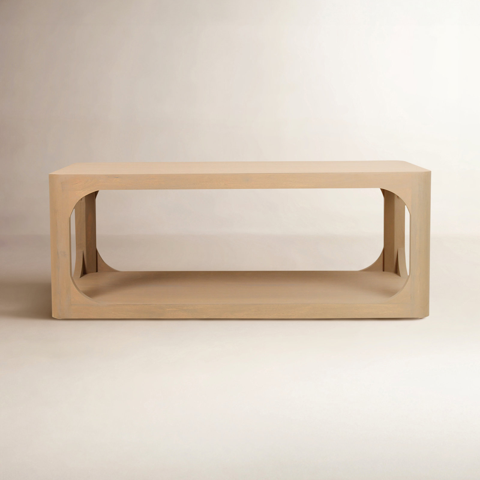Sybil Solid Wood Coffee Table, 16" H x 42" W x 22" D, Tan