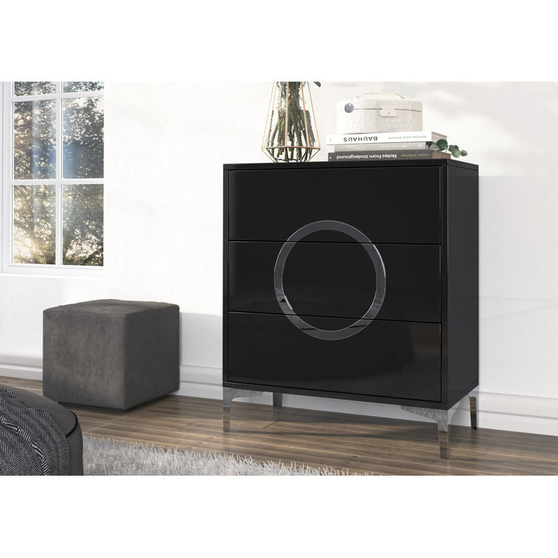 Stetsonville 70.1cm W 3 - Drawer Chest of Drawers, Black