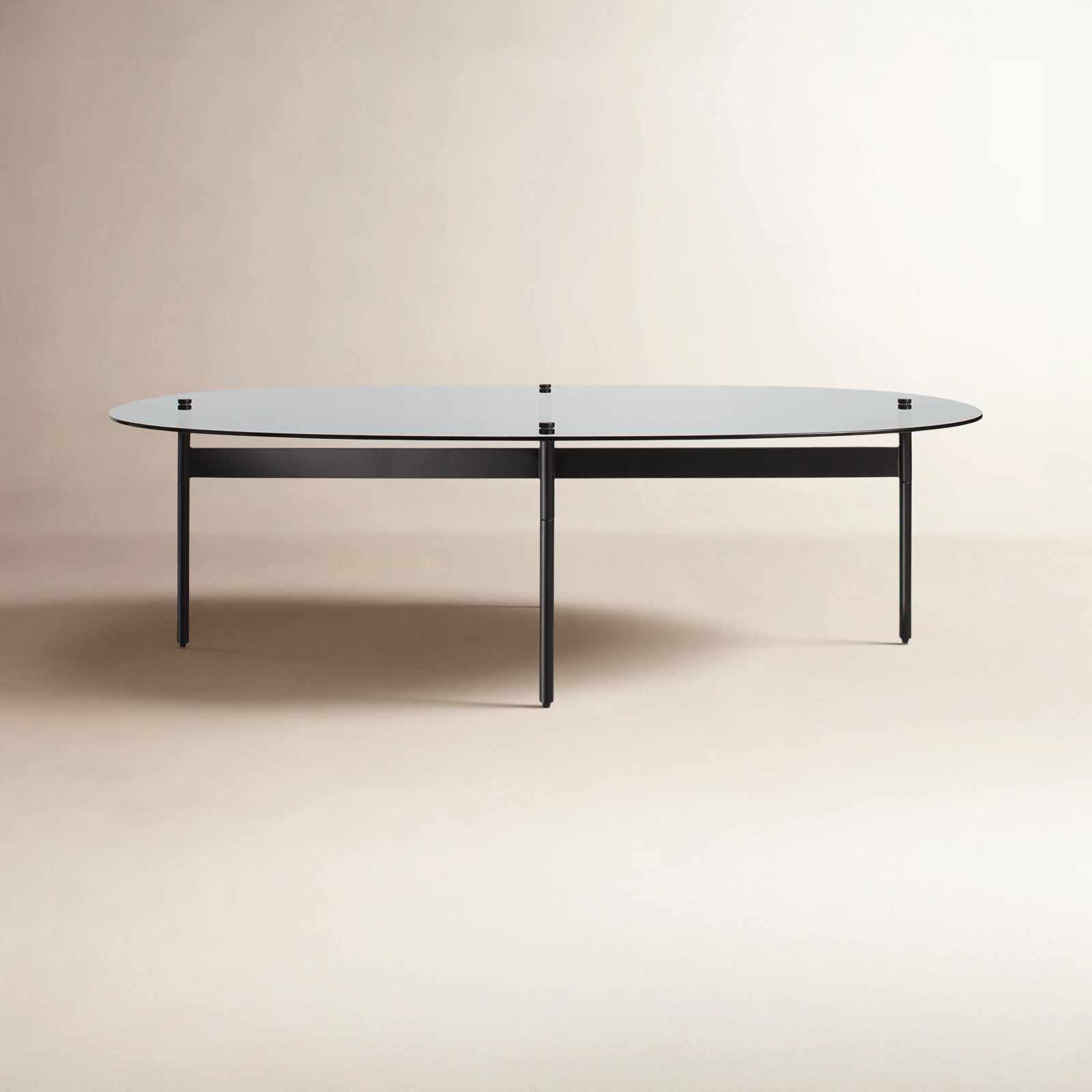 Flume Coffee Table, Smoked/Black, 14" H x 47" W x 31" D