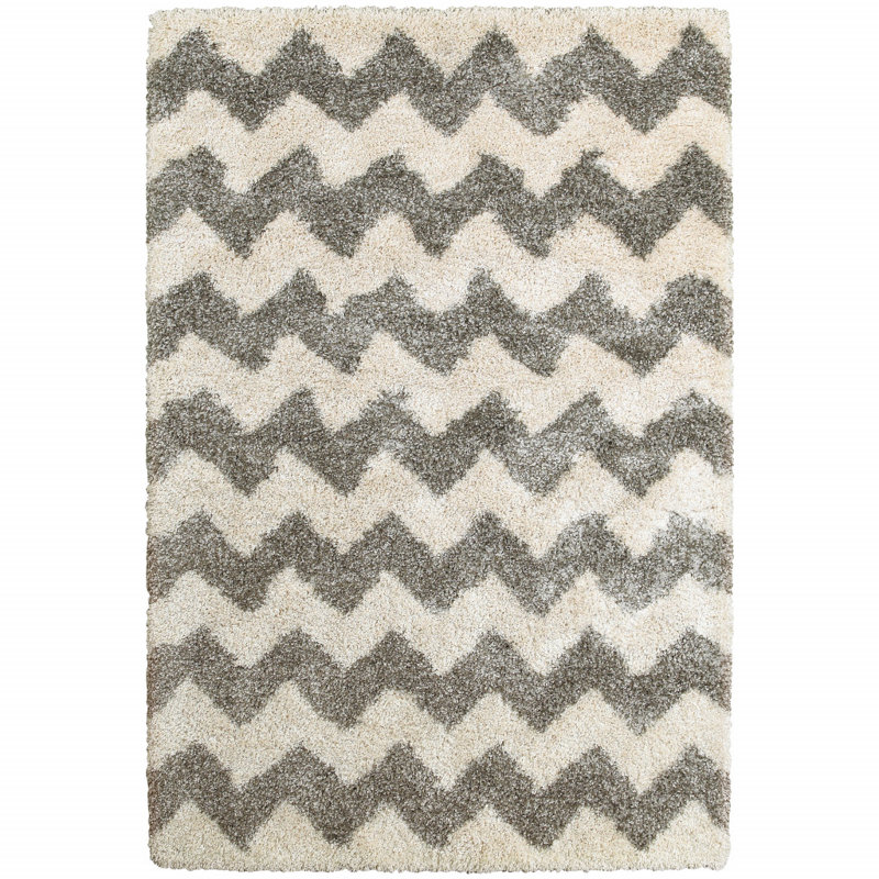 Tapis gris / ivoire Barnhart, Rectangle 9 pi 10 po x 12 pi 10 po