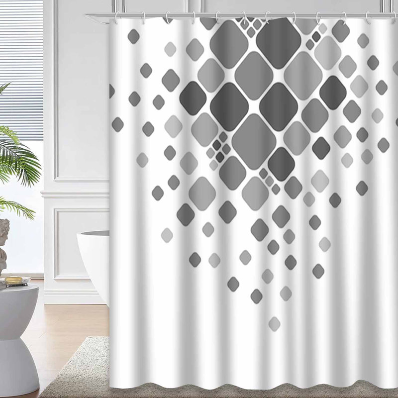 Rideau de douche imperméable à l'eau à motif abstrait avec 12 crochets, L 72 po x l 72 po