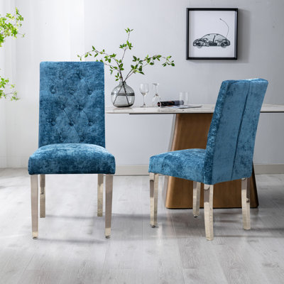Ensemble de 2 chaises de salle à manger modernes avec revêtement en velours moelleux, pieds robustes en acier inoxydable et ressorts en forme de S - Support ergonomique pour la salle à manger, la cuisine et le bureau