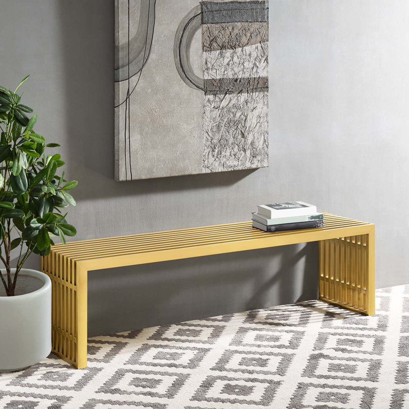  Metal Bench, 17" H x 60" W x 15" D