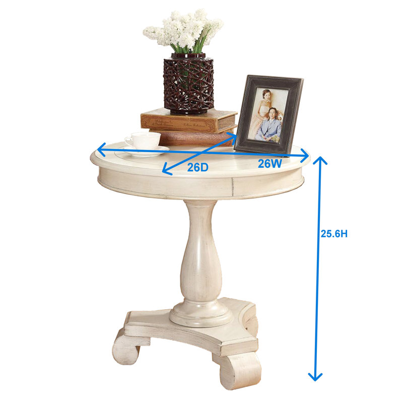 Table d'appoint ronde en bois gris avec piédestal - 66 cm de diamètre, 66 cm x 66 cm, élégante