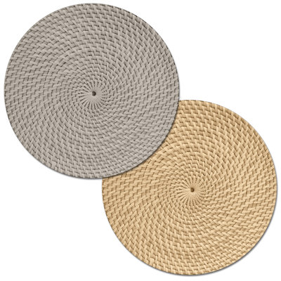 Faux Basket Weave Reversible Round Plastic Placemats