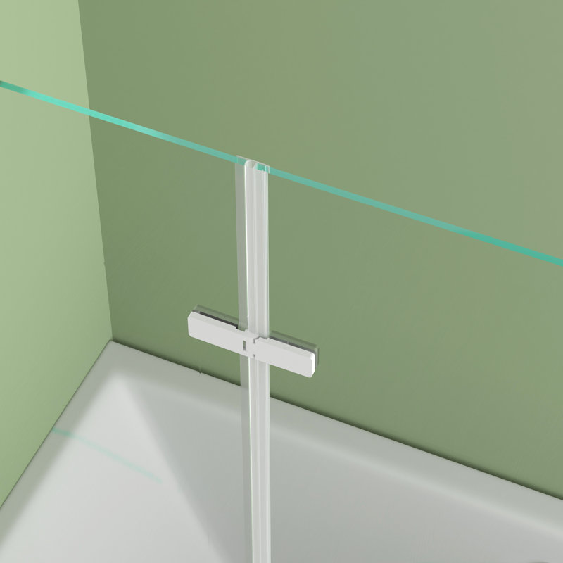 Jraty 47.2" W x 55" H Frameless Tub Door, Silver