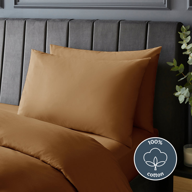 Silentnight Pure Cotton 200 TC Pillowcases, Terracotta