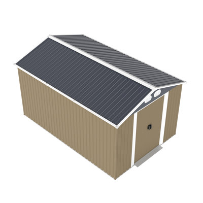 Campcraft 8X12 FT Outdoor Metal Storage Shed, Large Storage Sheds With Sturdy Frame Structure, Metal Garden Tool Shed With Lockable Door For Garden, Lawn, Backyard, Brown