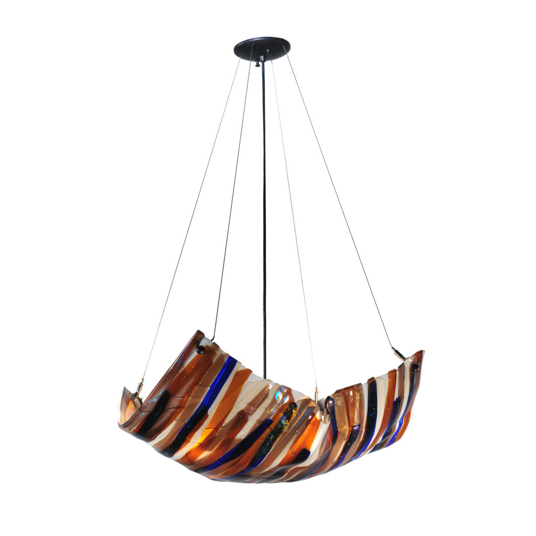 4 - Light Glass Square / Rectangle Chandelier Meyda Lighting