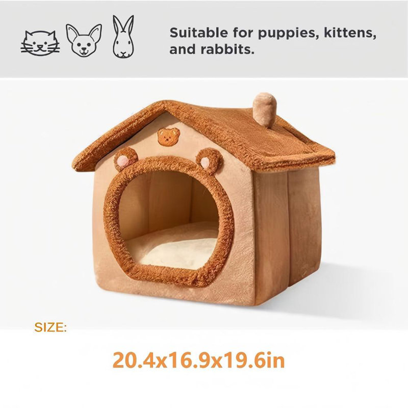 Indoor Cat Bed With Removable Cushion For Kittens And Puppies