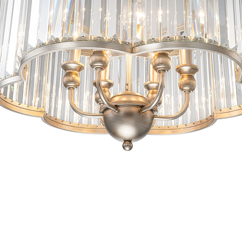 Lustre élégant en forme de tambour en cristal à 6 lumières