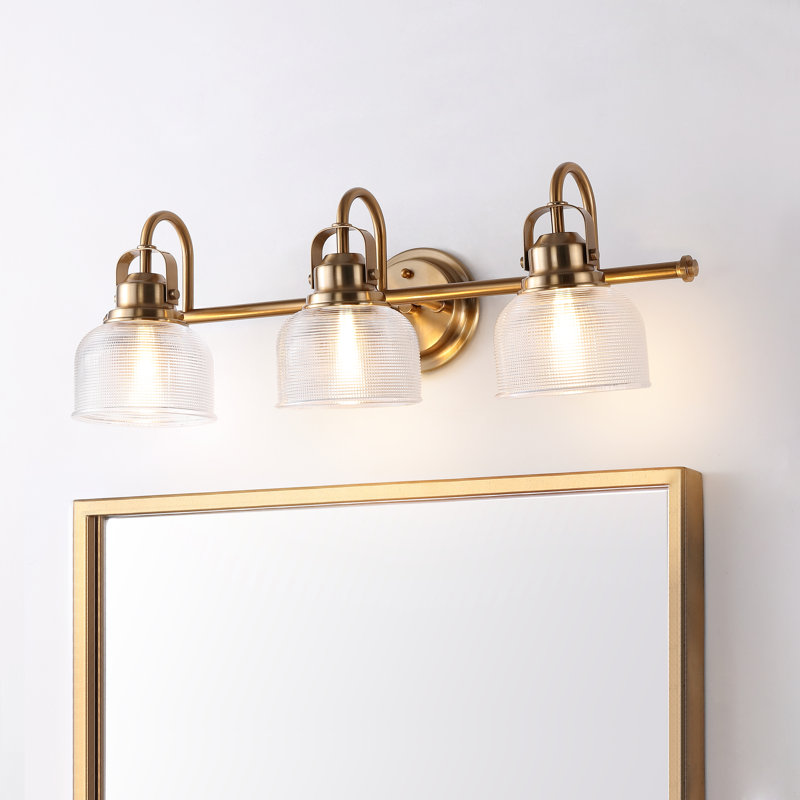 Gilcrease Metal/Glass LED Vanity Light, Brass Gold, 3