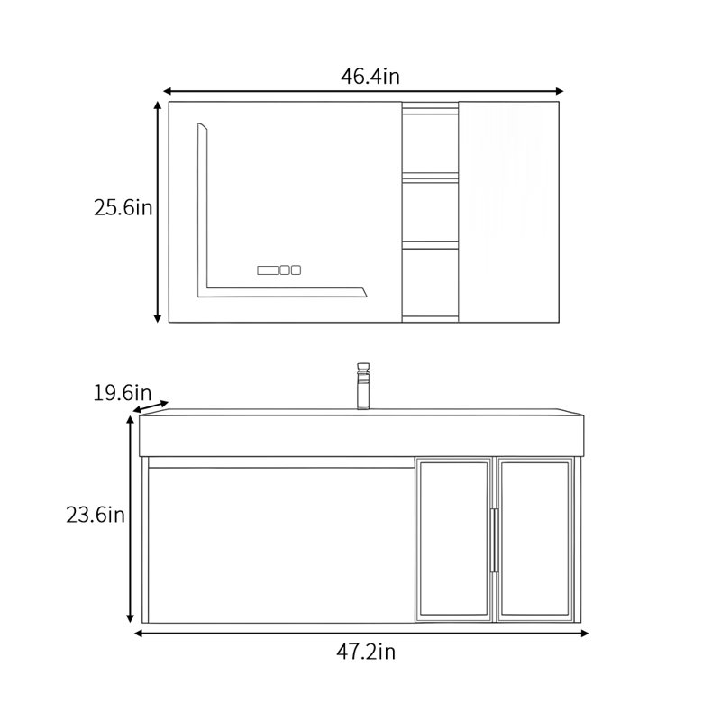 Armoire de salle de bain légère et luxueuse de style minimaliste