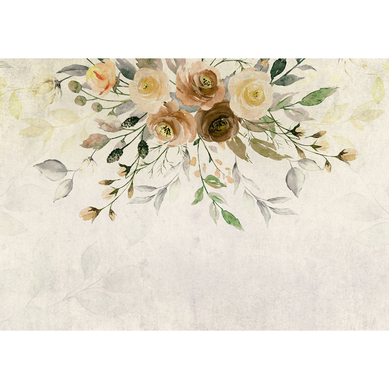 Brayzlee Peel & Stick Floral Wall Mural, Yellow, 57"Wx41"L