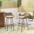  29.25” Outdoor Wicker and Iron Low Back Barstools, Set of 2, Light Brown with Beige Cushions, Modern Patio Design