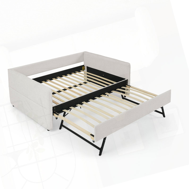 Vertical Stripe Daybed with Trundle, white, Full