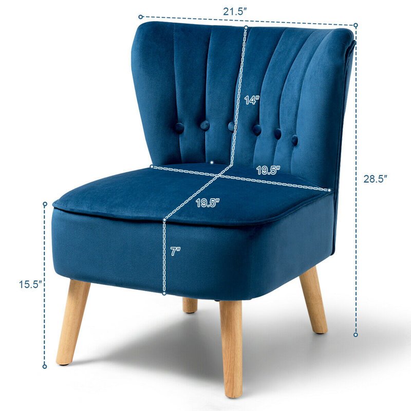 Fauteuil de chambre en velours de 21 po de largeur Tisdale, Velours bleu