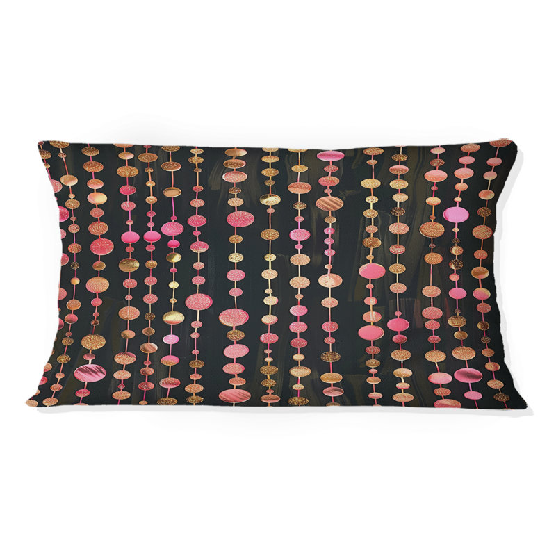 Coussin lombaire moderne rose et or scintillant I