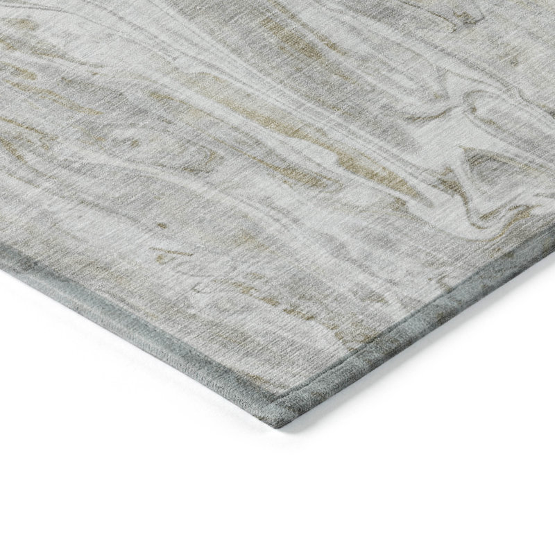 3' X 5' Taupe Beige And Ivory Abstract Washable Indoor Outdoor Area Rug